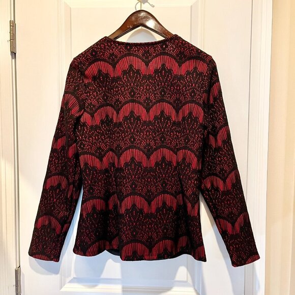 VENUS  Top  Zip up  Red  Black Lace Overlay  Black Vegan Leather Size L - Picture 3 of 14